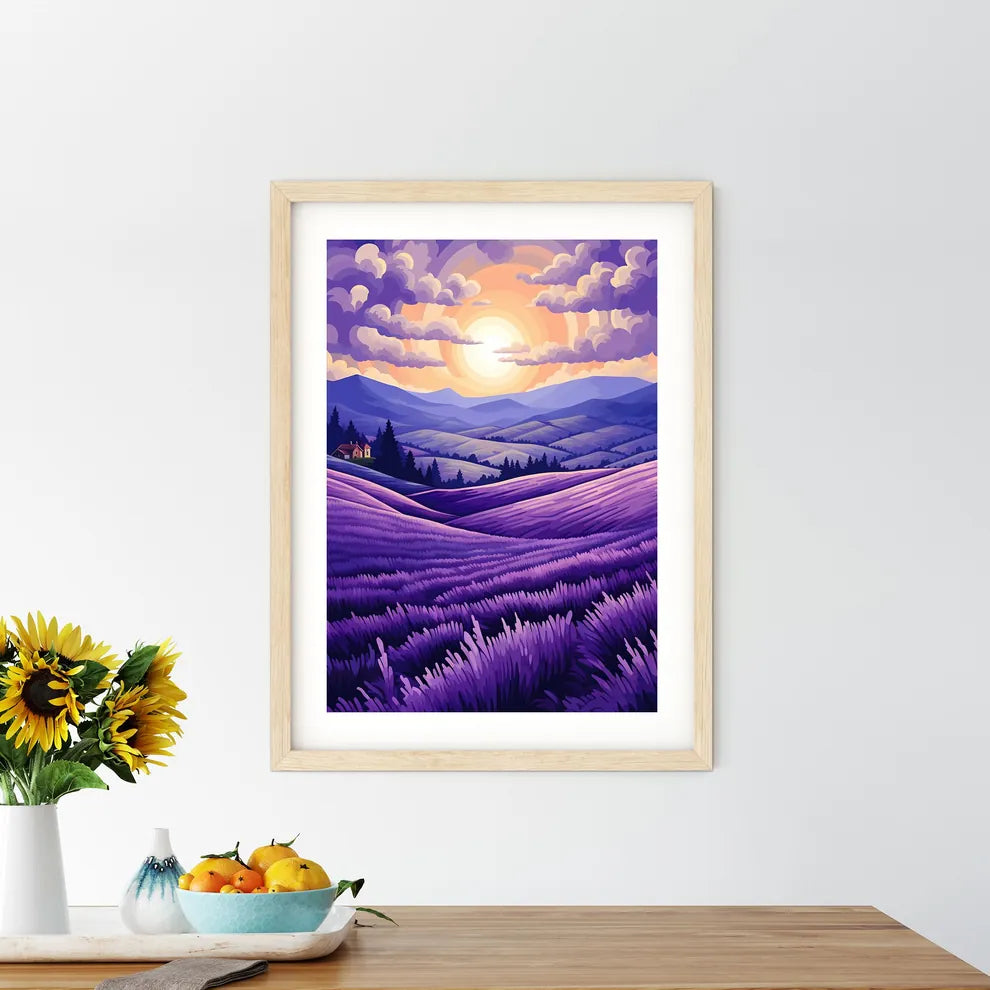 Landscape Of A Field Of Lavender Art Prin - Kitchen Hangings