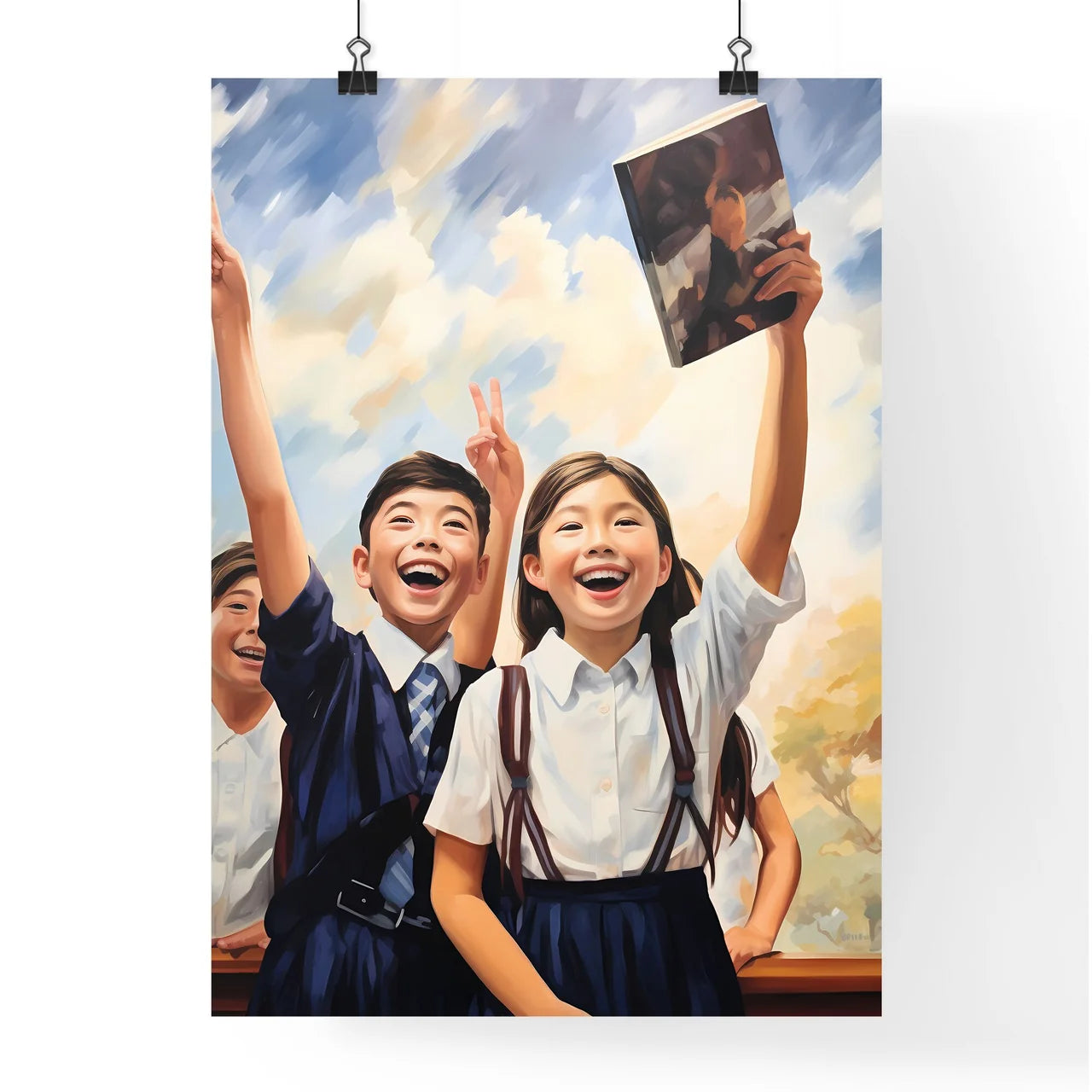 Group Of Children Holding Up Their Hands Art Poster