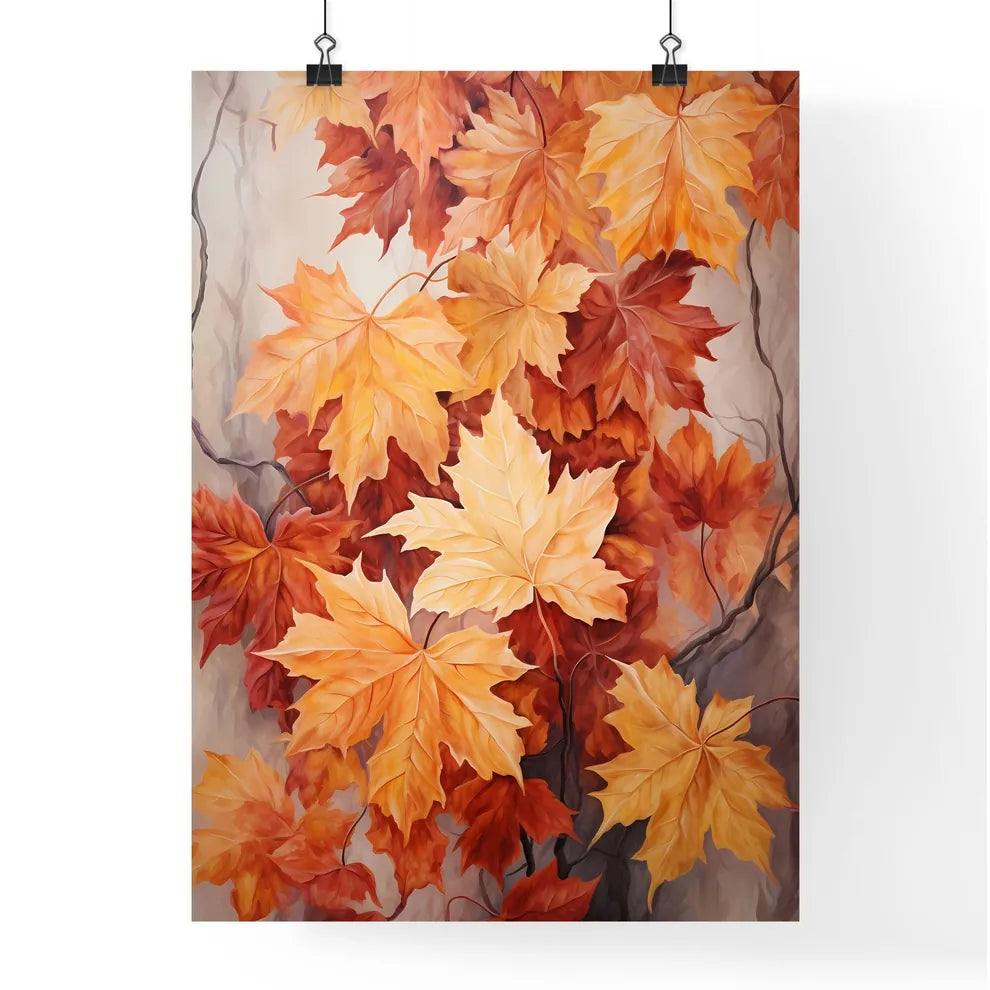 Painting Of Orange And Yellow Leaves Art Pri Poster