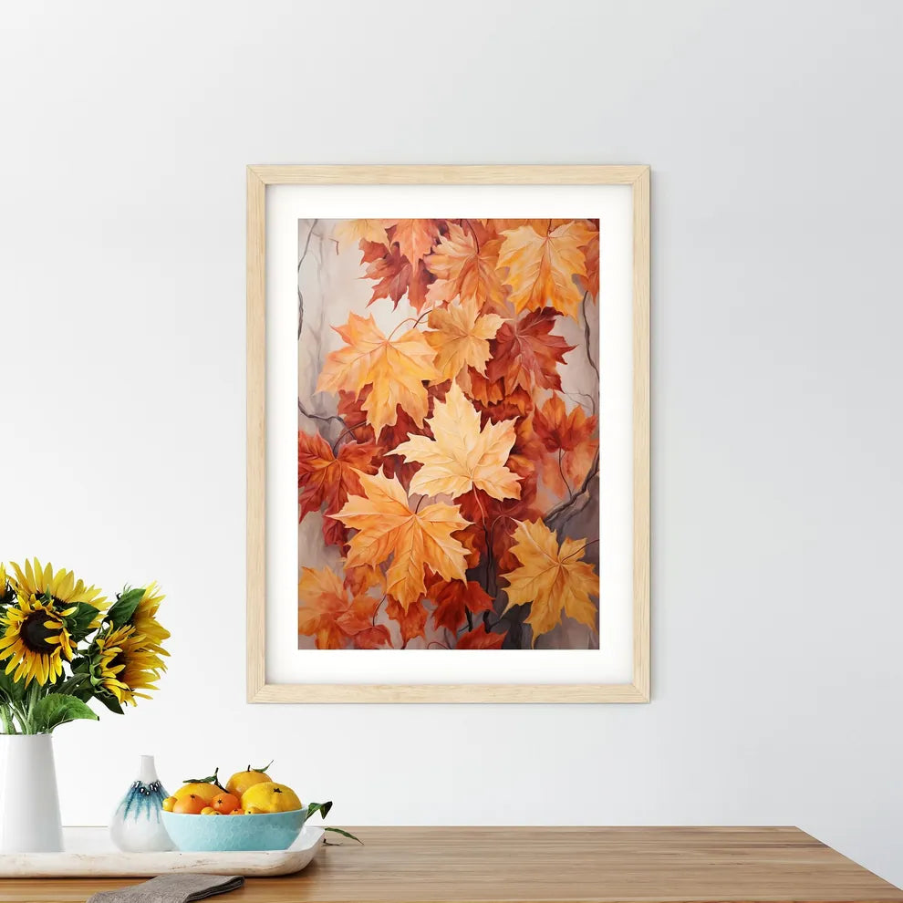 Painting Of Orange And Yellow Leaves Art Pri - Kitchen Hangings