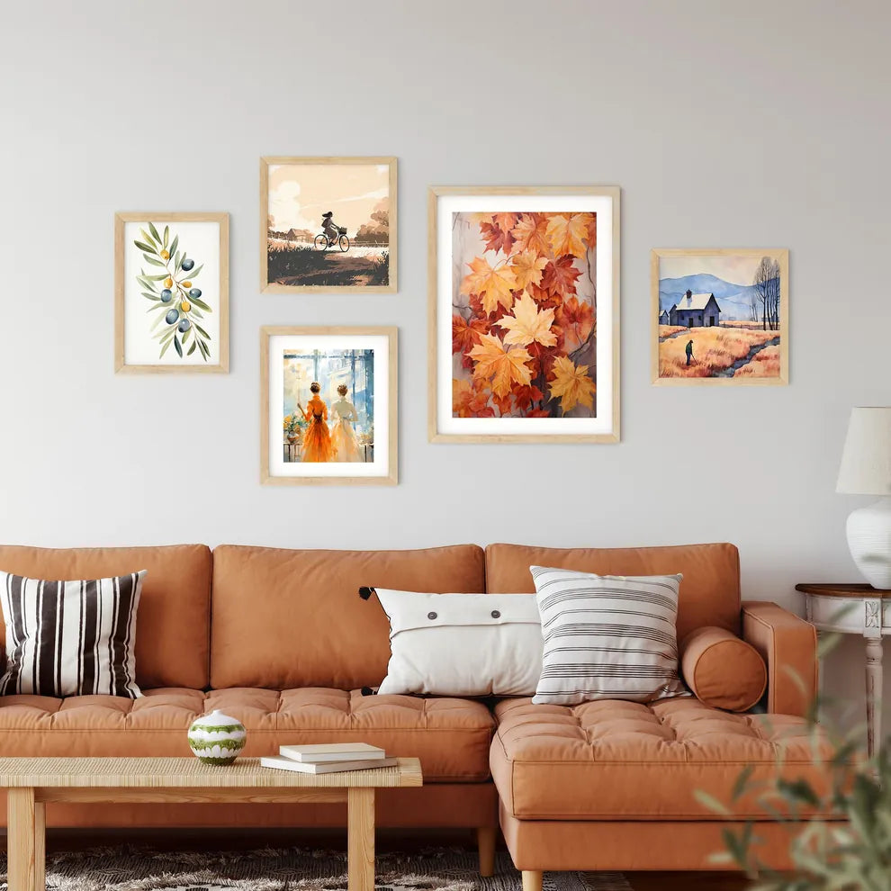 Painting Of Orange And Yellow Leaves Art Pri Framed Print