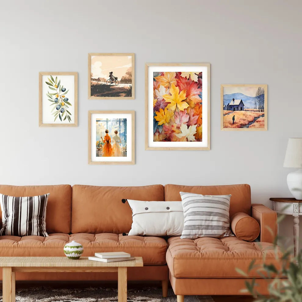 Group Of Colorful Leaves Art Prin Framed Print