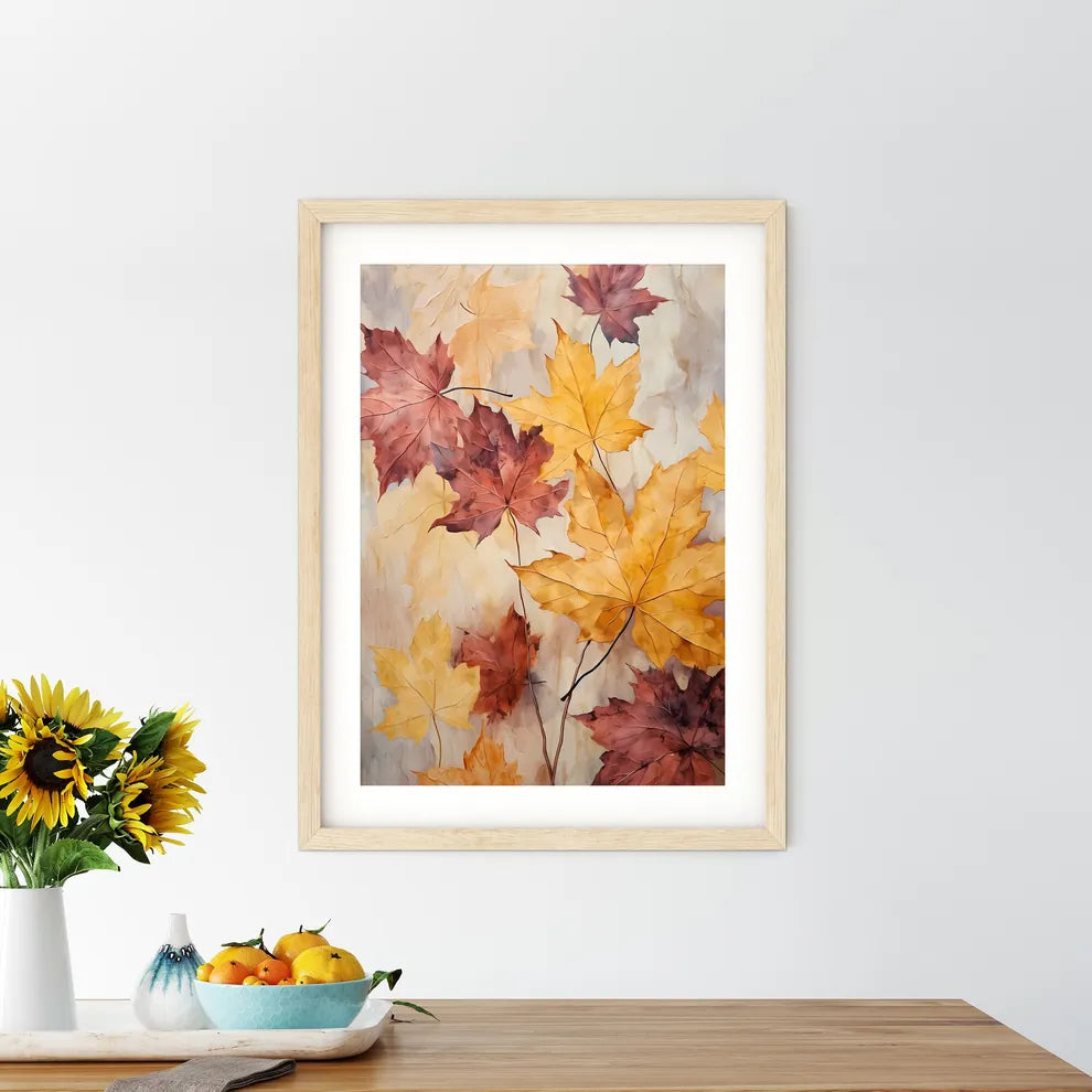Painting Of Leaves On A Surface Art Prin - Kitchen Hangings