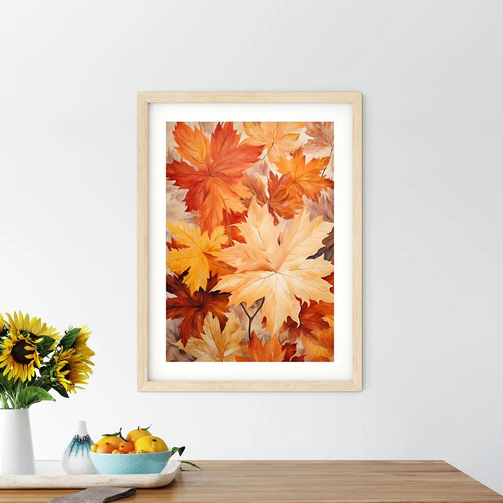 Painting Of Orange And Brown Leaves Art Prin - Kitchen Hangings