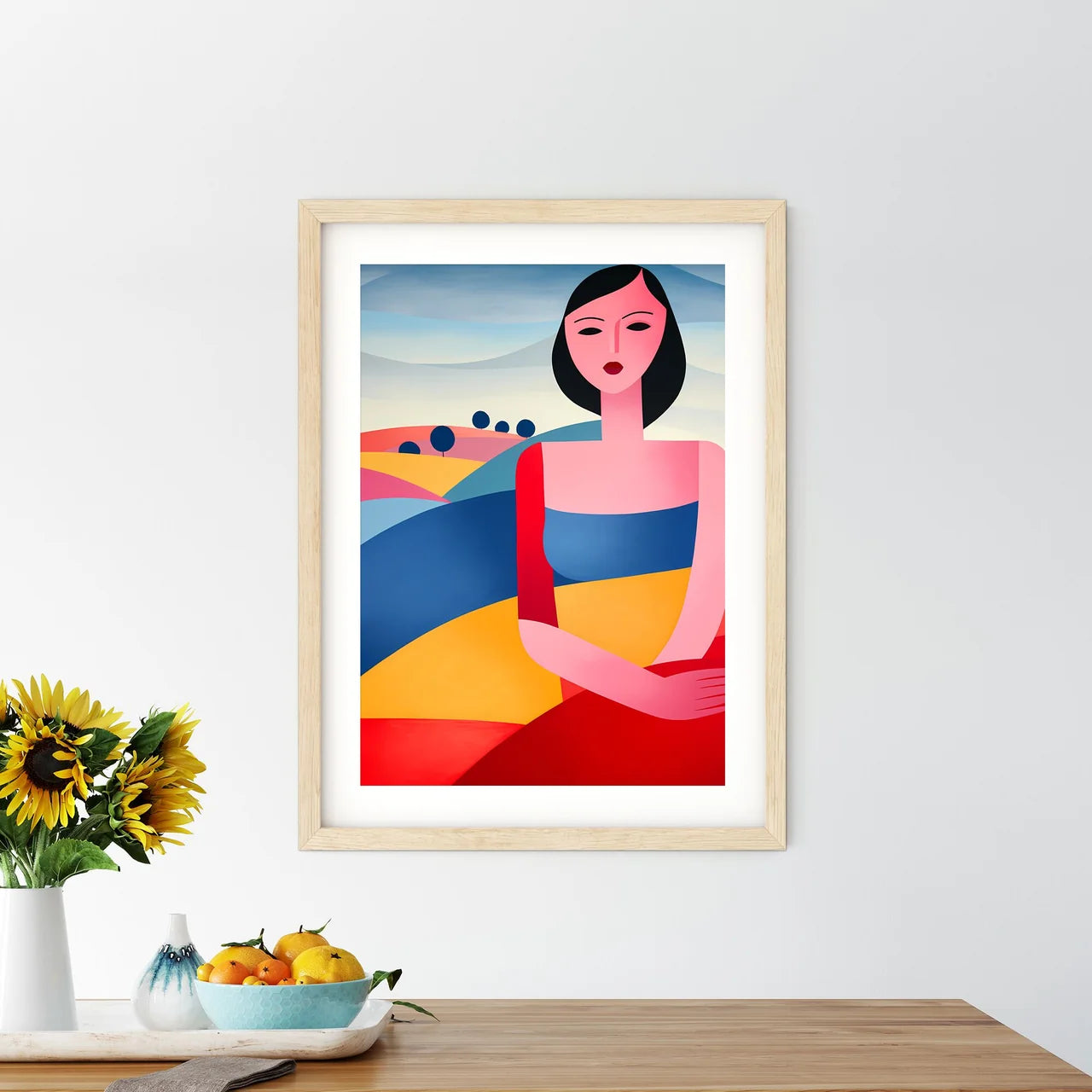 Painting Of A Woman In A Colorful Dress Art  - Kitchen Hangings