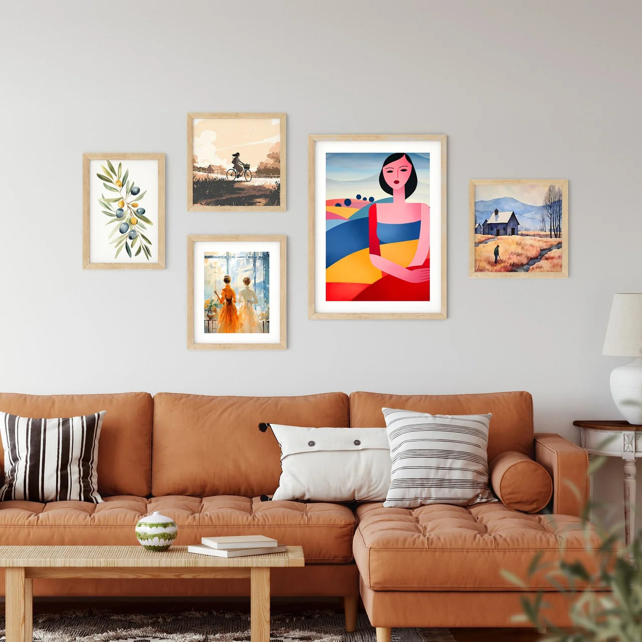 Painting Of A Woman In A Colorful Dress Art  Framed Print