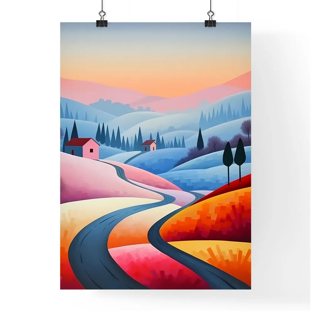 Road In A Colorful Landscape Art Prin Poster