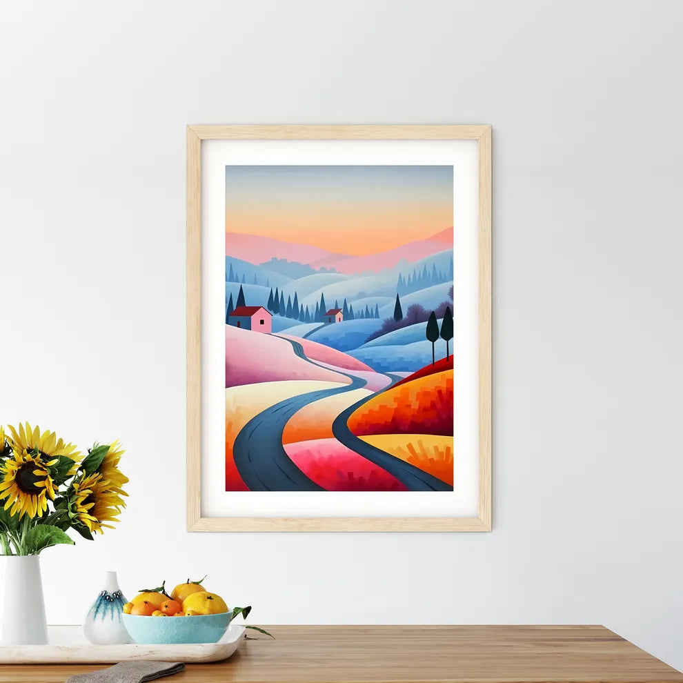 Road In A Colorful Landscape Art Prin - Kitchen Hangings