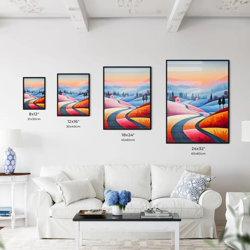 Road In A Colorful Landscape Art Prin Wall Art
