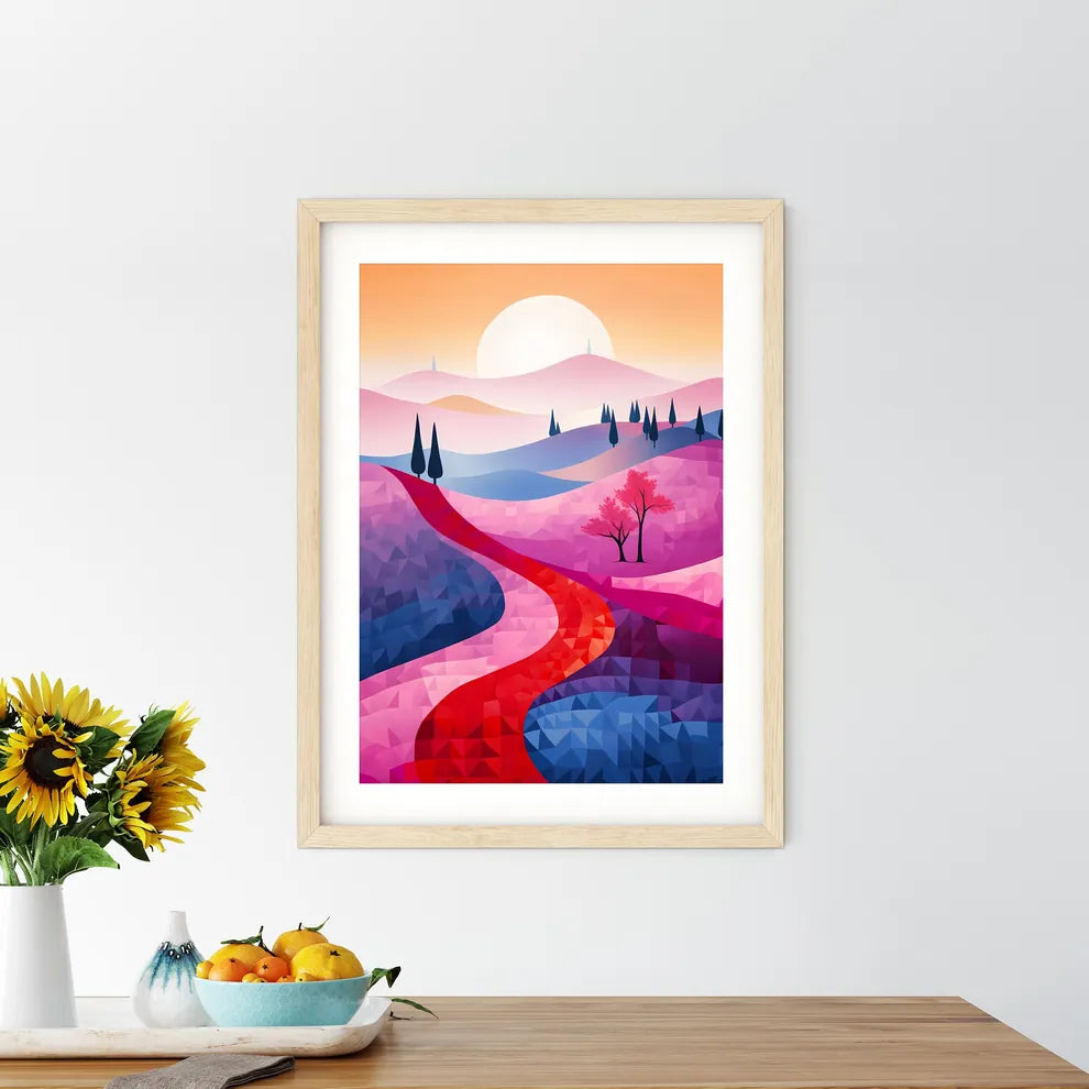 Colorful Landscape With Trees And A Road Art - Kitchen Hangings