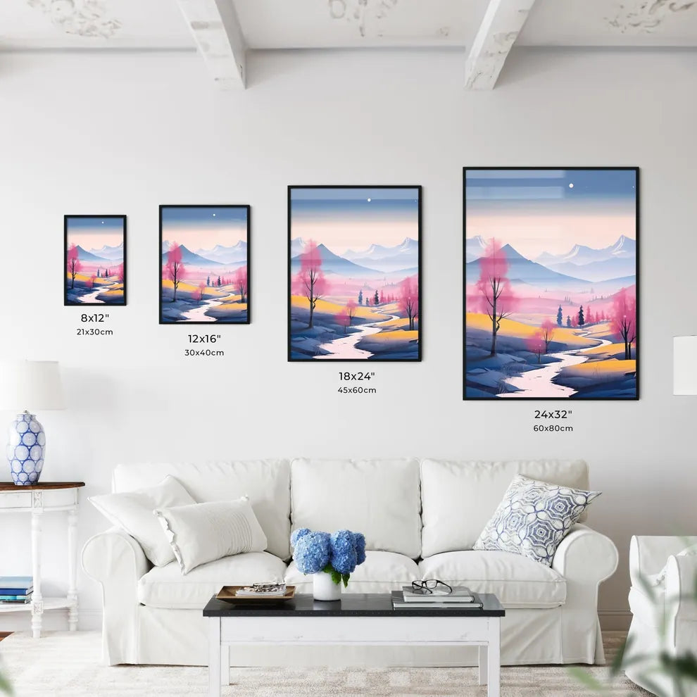 Landscape With Trees And Mountains Art Prin Wall Art