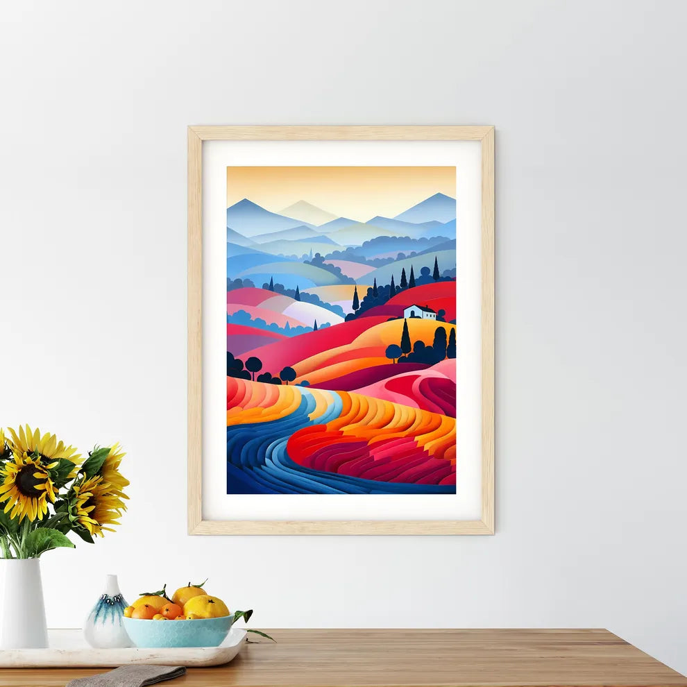 Colorful Landscape With Hills And Trees Art  - Kitchen Hangings