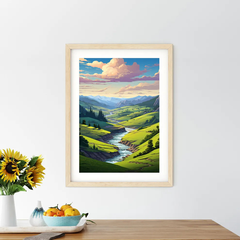 River Running Through A Valley Art Prin - Kitchen Hangings