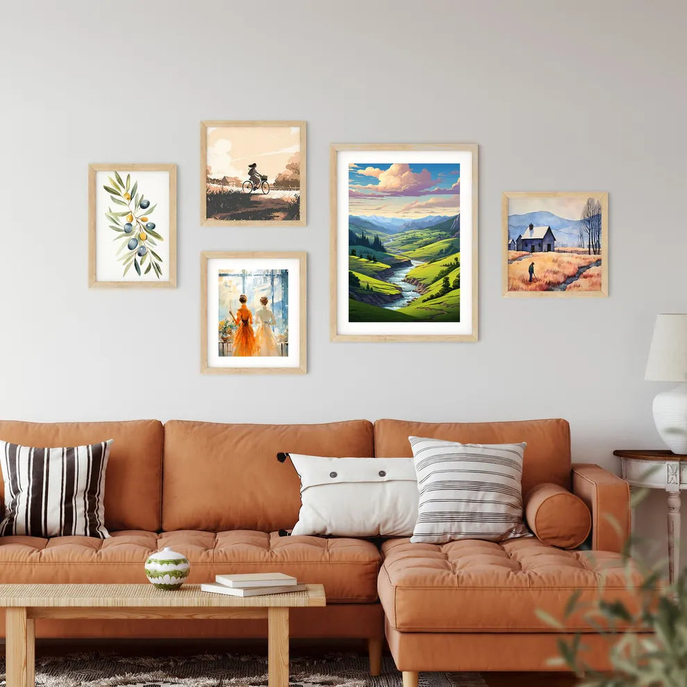 River Running Through A Valley Art Prin Framed Print