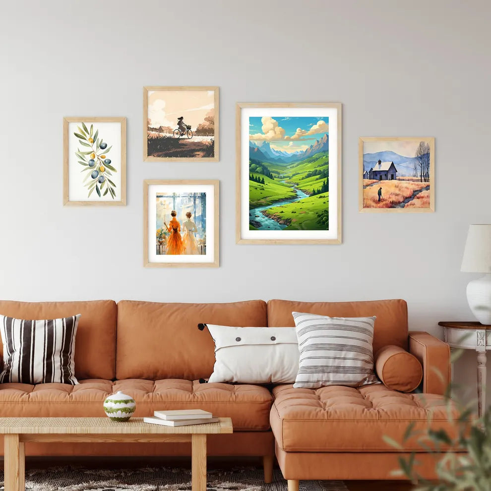 River Running Through A Valley Art Prin Framed Print