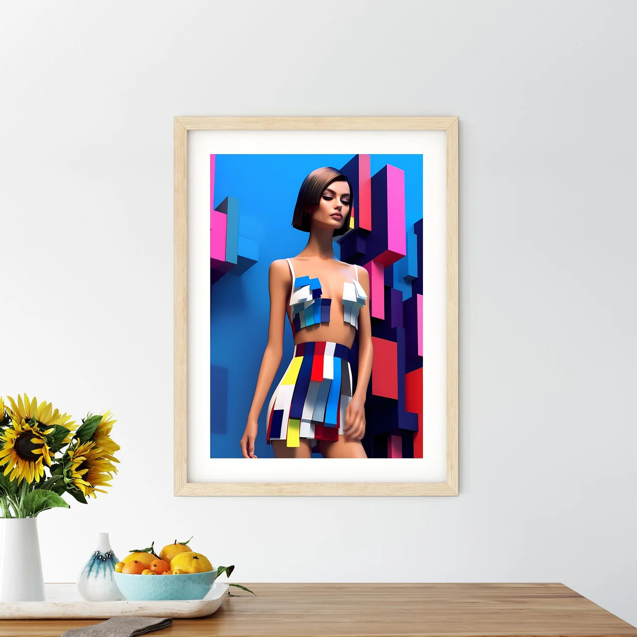 Woman In A Colorful Outfit Art Prin - Kitchen Hangings