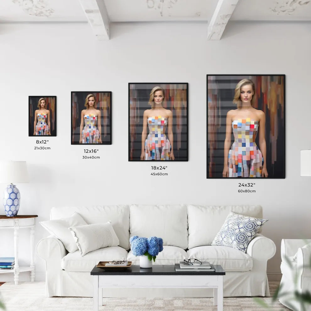 Woman In A Dress Made Of Squares Art Prin Wall Art