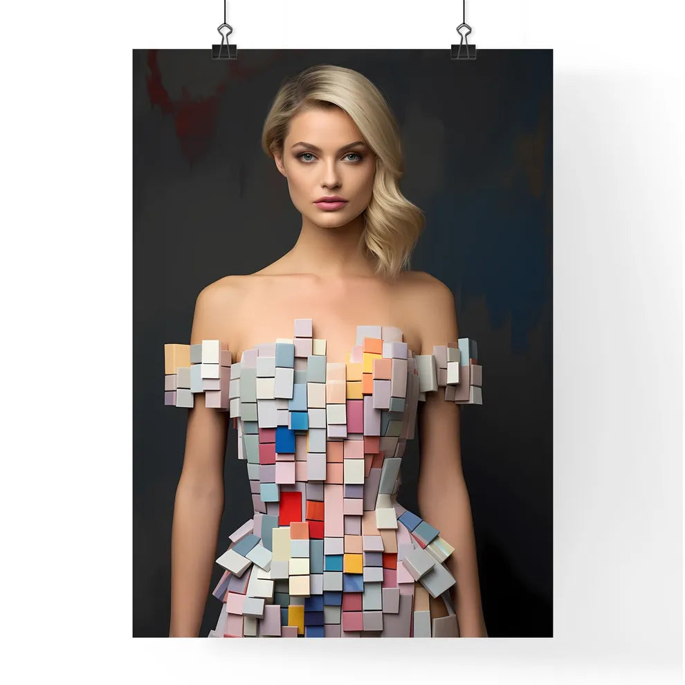 Woman Wearing A Dress Made Of Squares Art Pr Poster