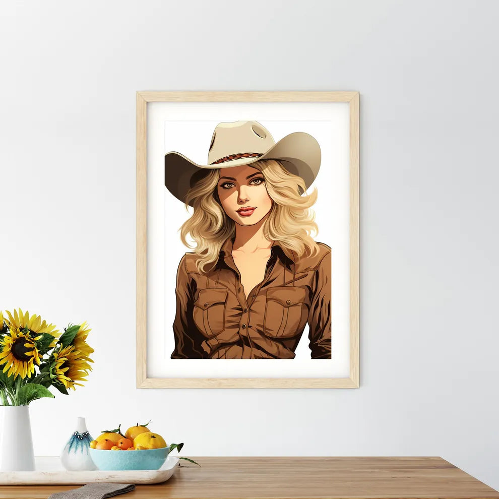 Woman Wearing A Cowboy Hat Art Prin - Kitchen Hangings