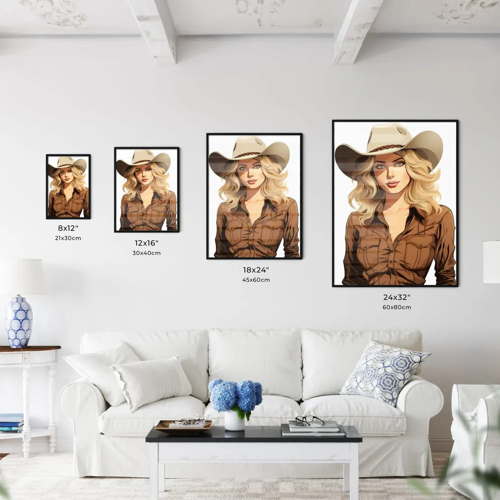 Woman Wearing A Cowboy Hat Art Prin Wall Art