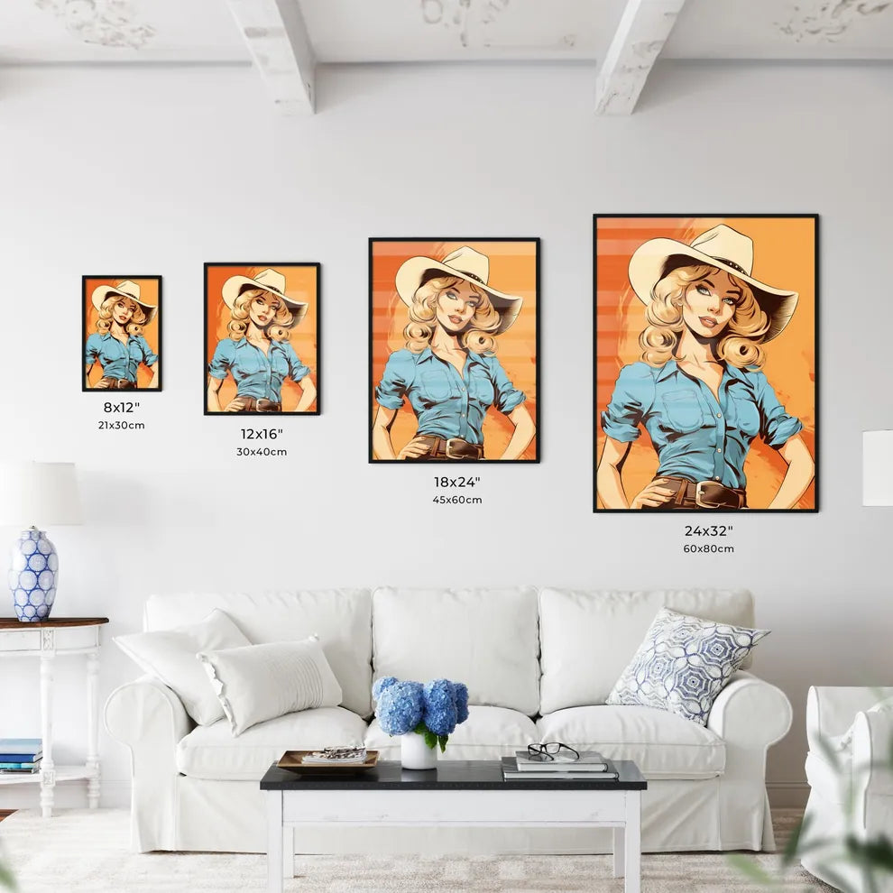 Woman Wearing A Cowboy Hat Art Prin Wall Art