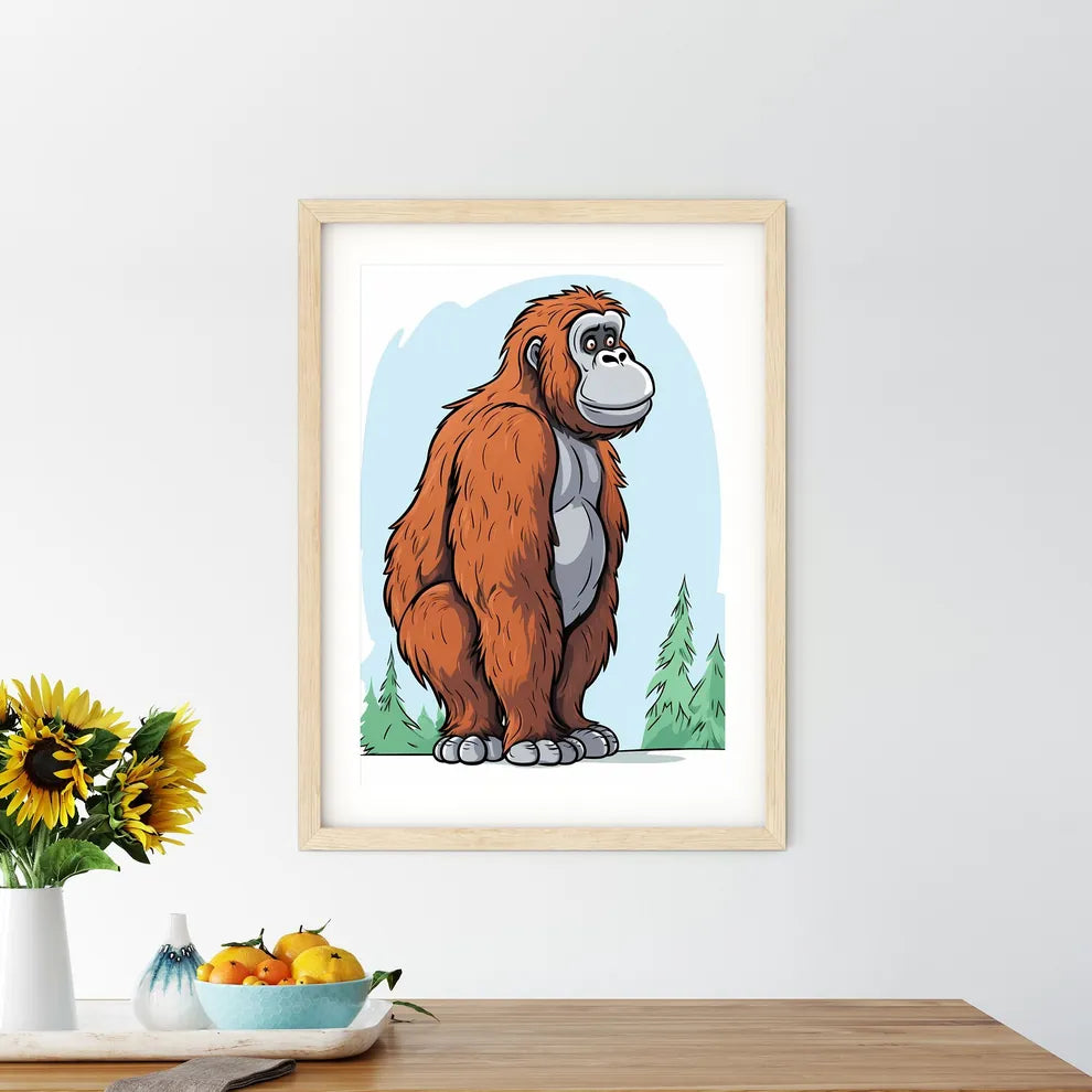 Cartoon Of A Gorilla Art Prin Size Chart