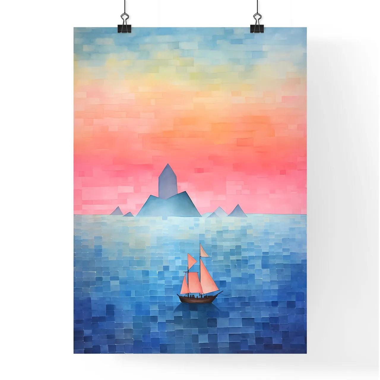 Painting Of A Sailboat In The Water Art Prin Poster