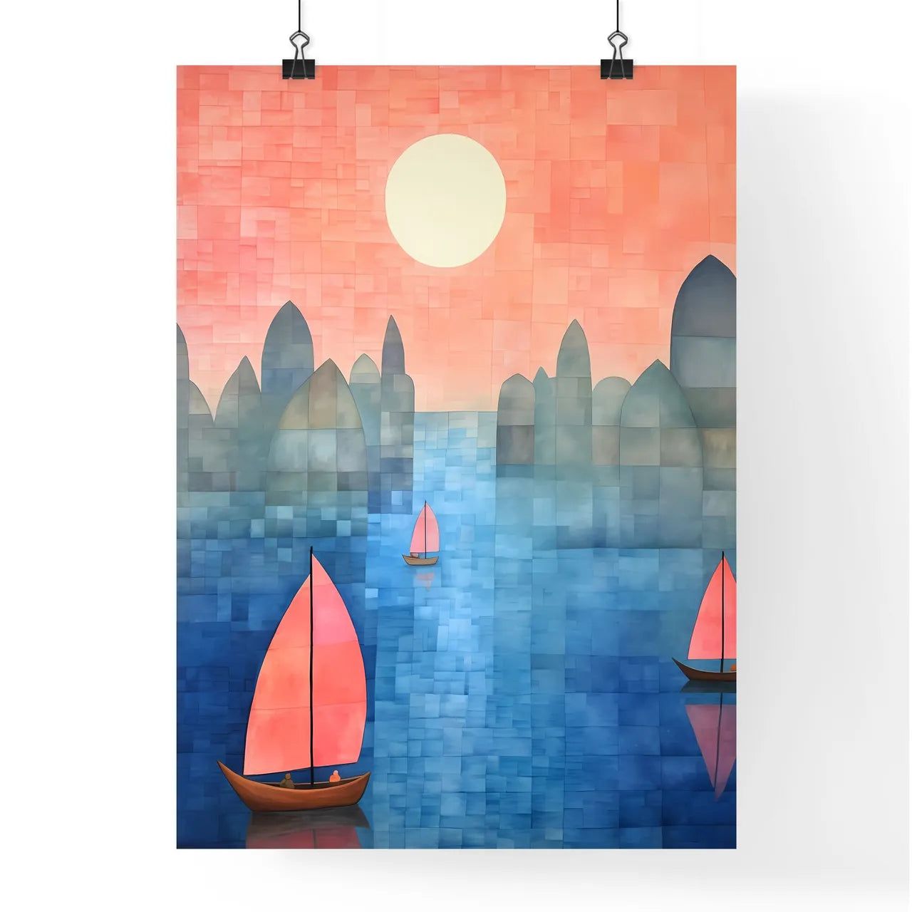 Painting Of Boats In The Water Art Print Poster