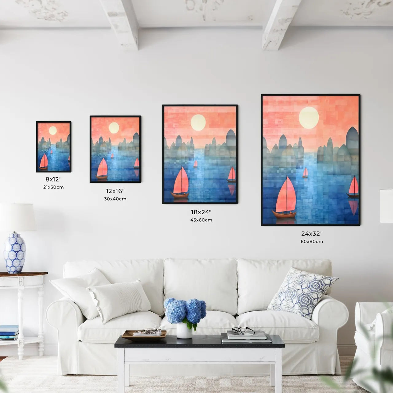Painting Of Boats In The Water Art Print Interior Design