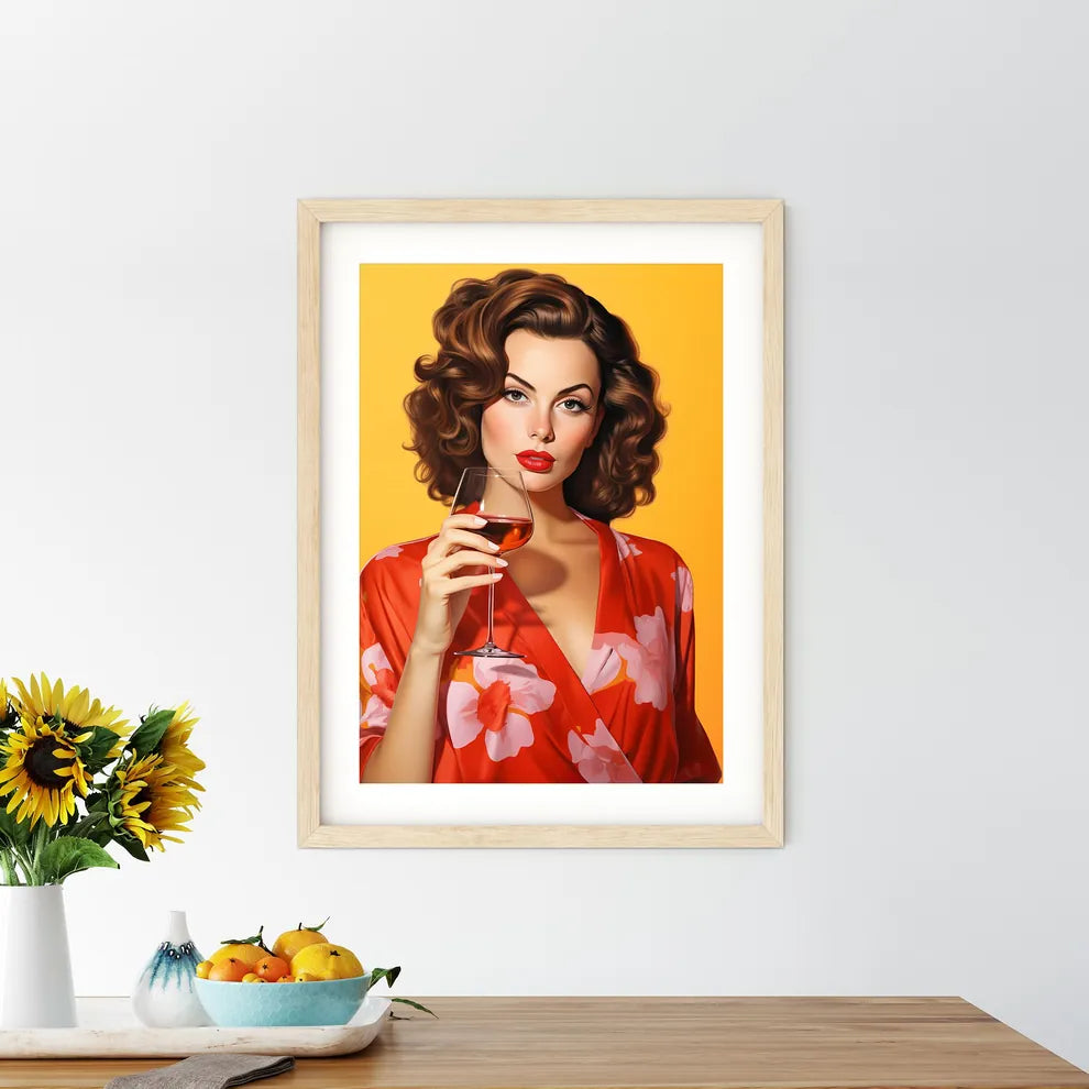 Woman Holding A Glass Of Wine Art Prin - Kitchen Hangings
