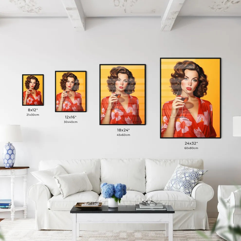 Woman Holding A Glass Of Wine Art Prin Wall Art