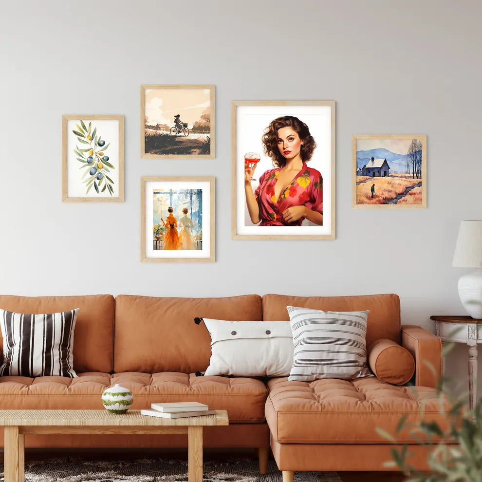 Woman Holding A Glass Of Wine Art Prin Framed Print