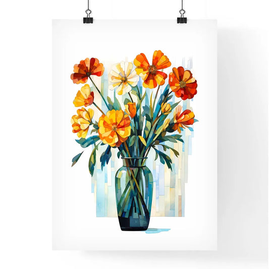 Glass Vase With Flowers Art Prin Poster