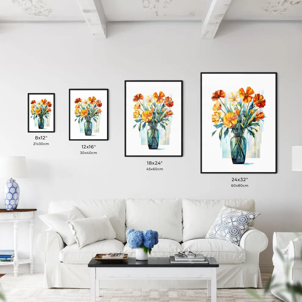 Glass Vase With Flowers Art Prin Wall Art