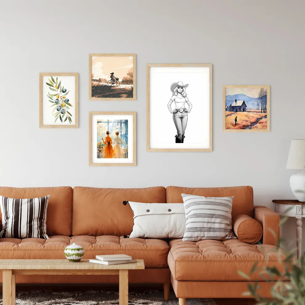 Woman Wearing A Cowboy Hat Art Prin Framed Print