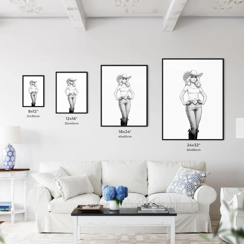 Woman Wearing A Cowboy Hat Art Prin Wall Art
