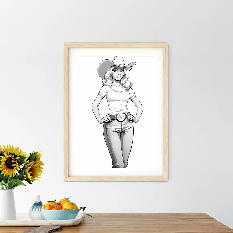 Woman In A Cowboy Hat Art Prin - Kitchen Hangings