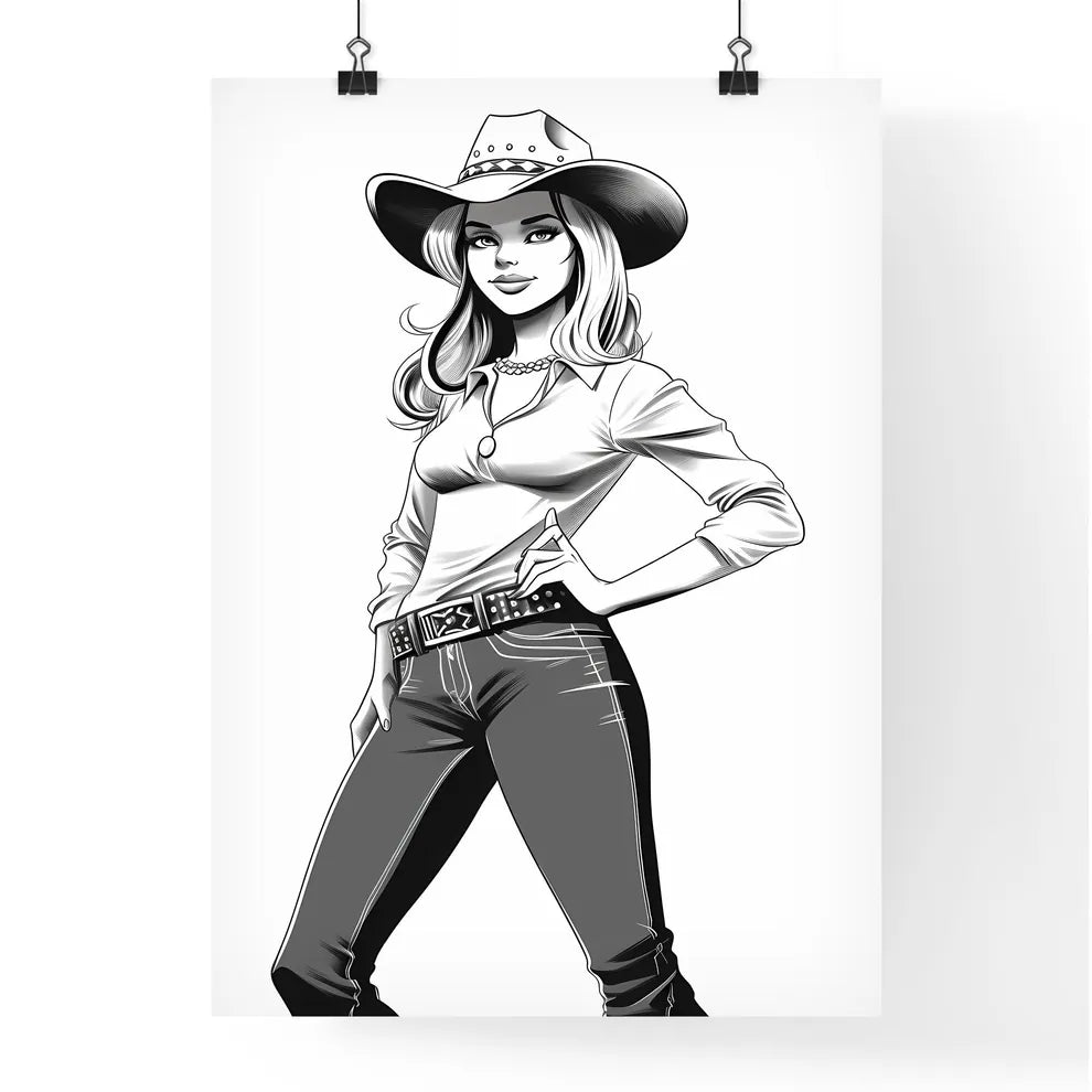 Woman In A Cowboy Hat Art Prin Poster