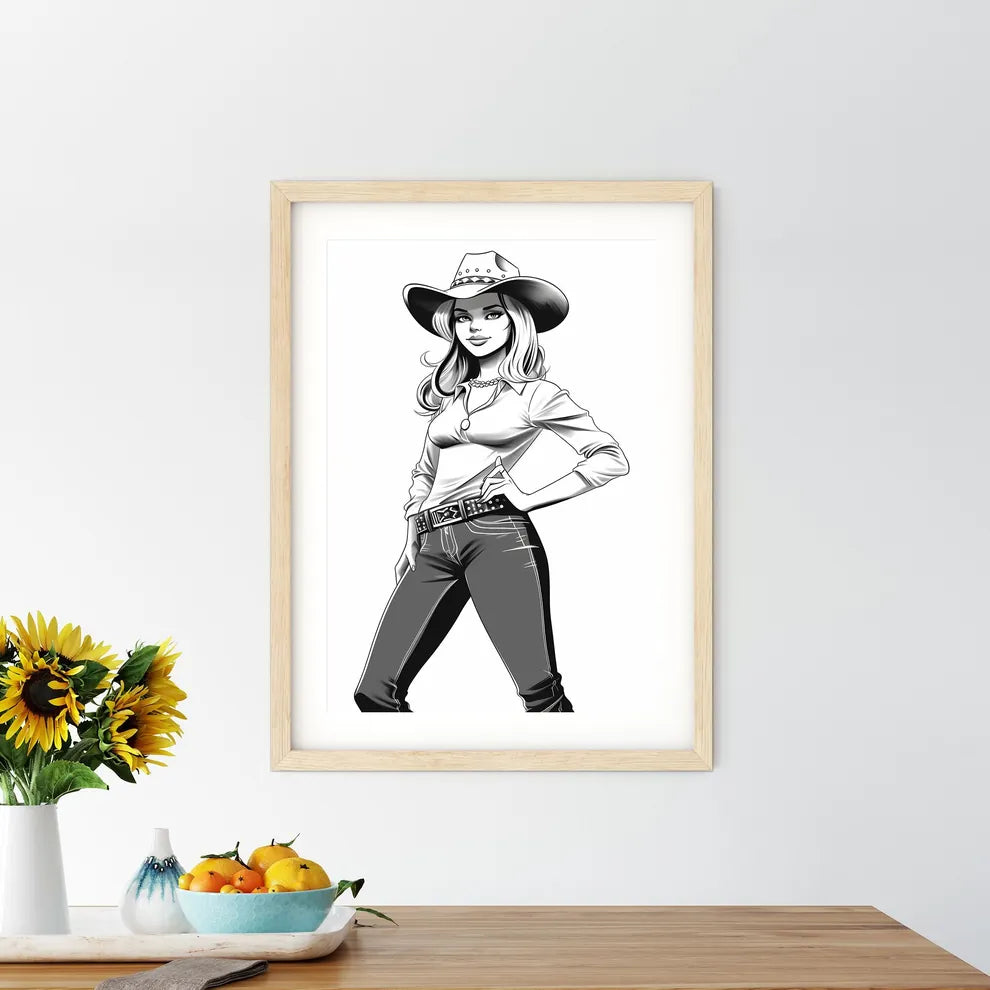 Woman In A Cowboy Hat Art Prin - Kitchen Hangings