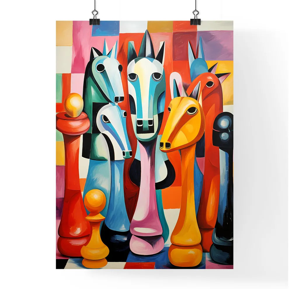 Group Of Colorful Chess Piece Poster