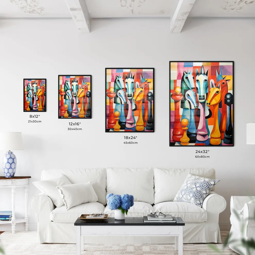 Group Of Colorful Chess Piece Art Print