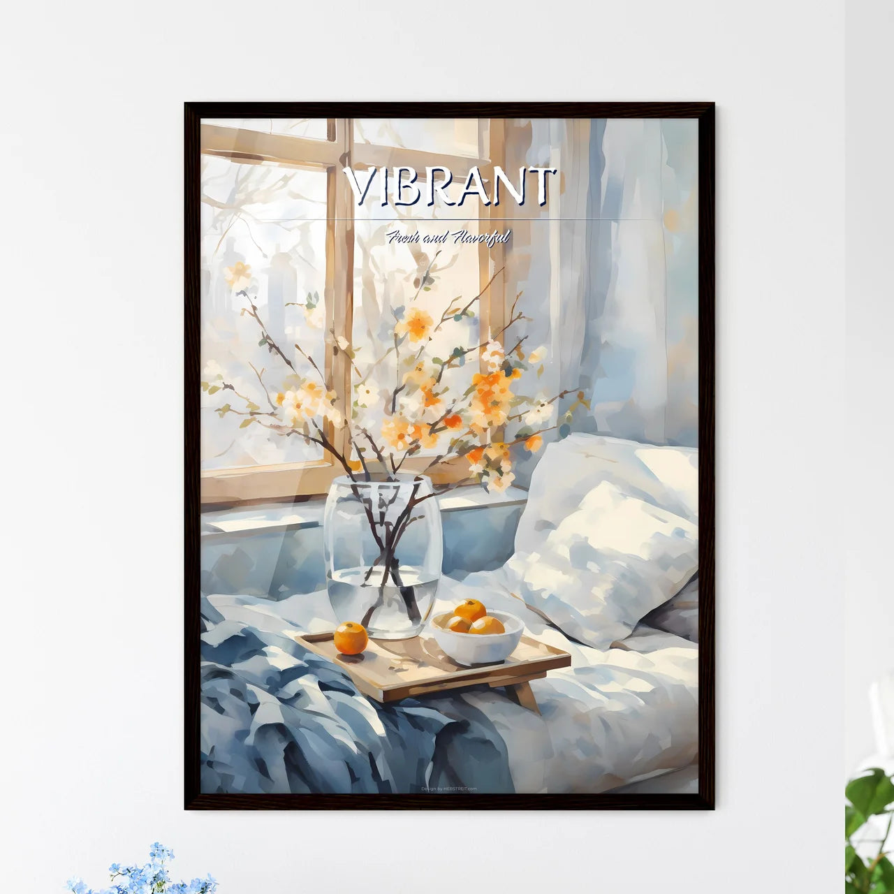 Painting Of A Vase Of Flowers And Fruit On A - Framed Art Print
