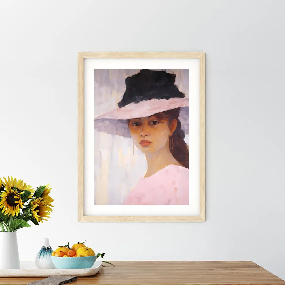 Painting Of A Woman Wearing A Hat Art Prin - Kitchen Hangings
