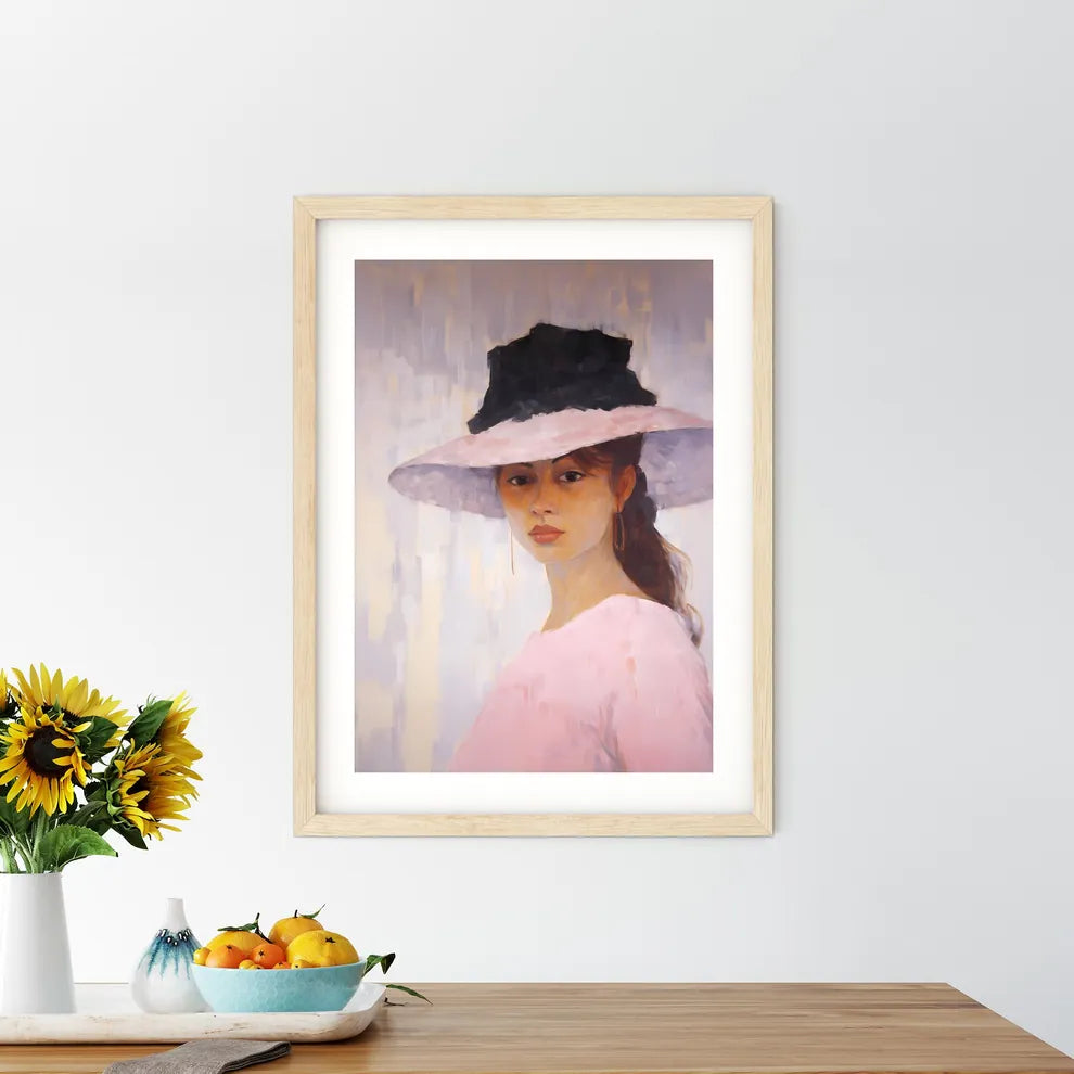Painting Of A Woman Wearing A Hat Art Prin - Kitchen Hangings
