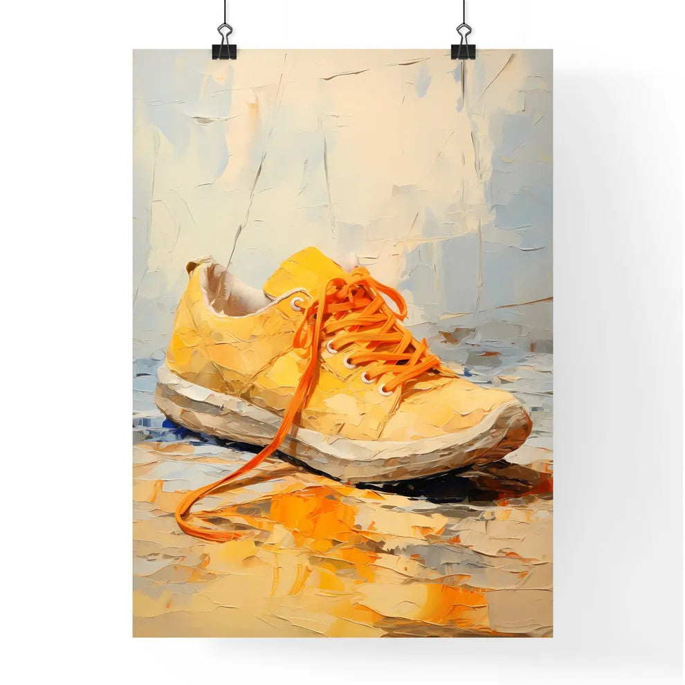 Yellow Shoe With Orange Laces Art Prin Poster