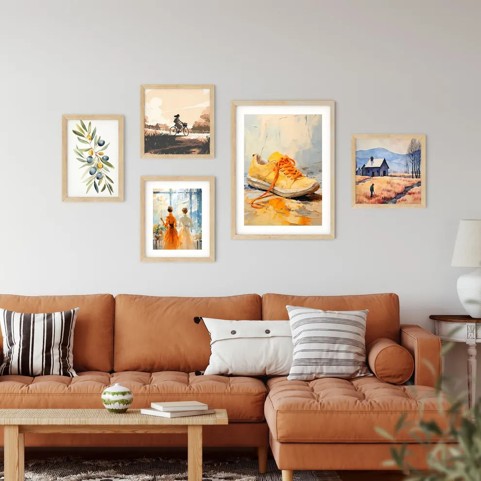 Yellow Shoe With Orange Laces Art Prin Framed Print