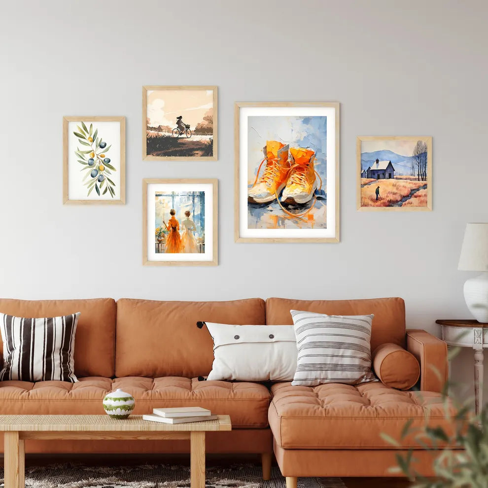 Painting Of A Pair Of Yellow Shoes Art Prin Framed Print