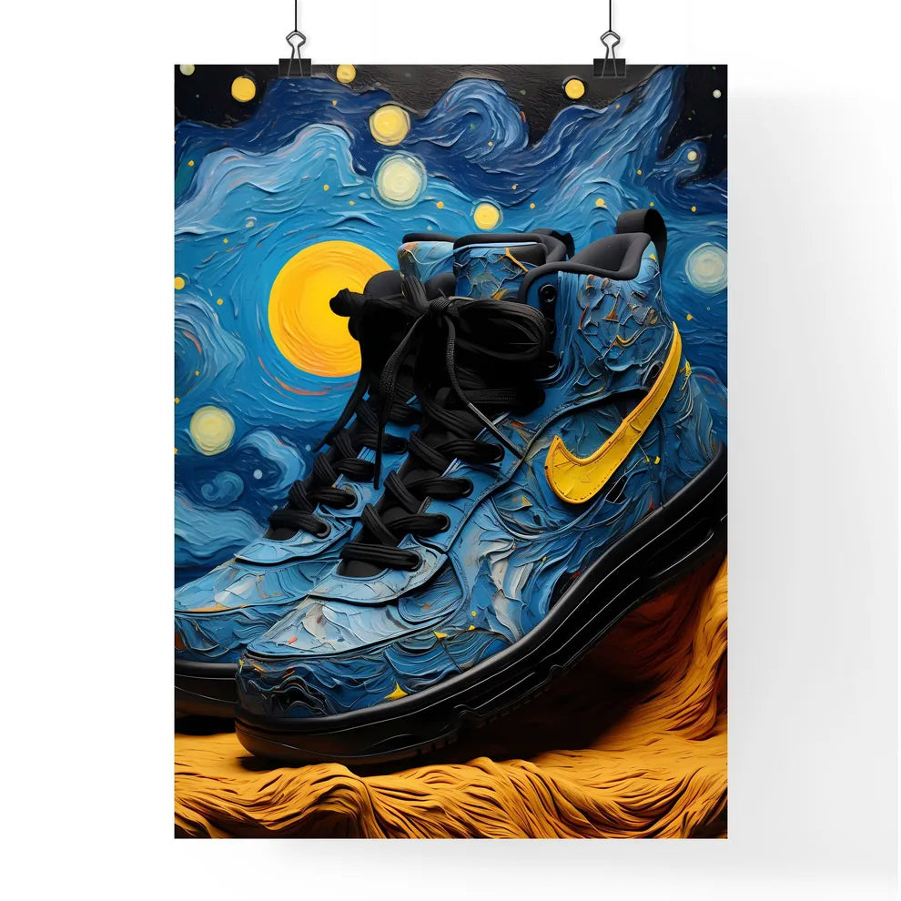 Pair Of Blue And Yellow Shoes Art Prin Poster