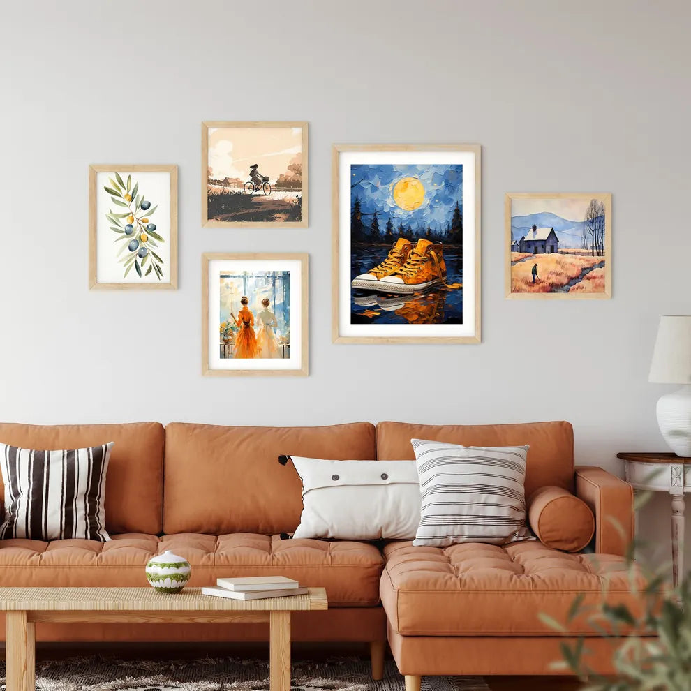 Pair Of Yellow Sneakers On A Reflective Surf Framed Print