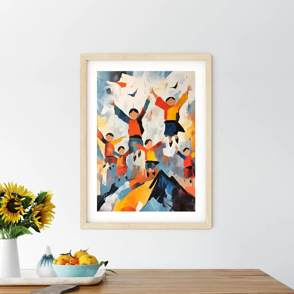 Painting Of People Jumping In The Air Art Pr - Kitchen Hangings